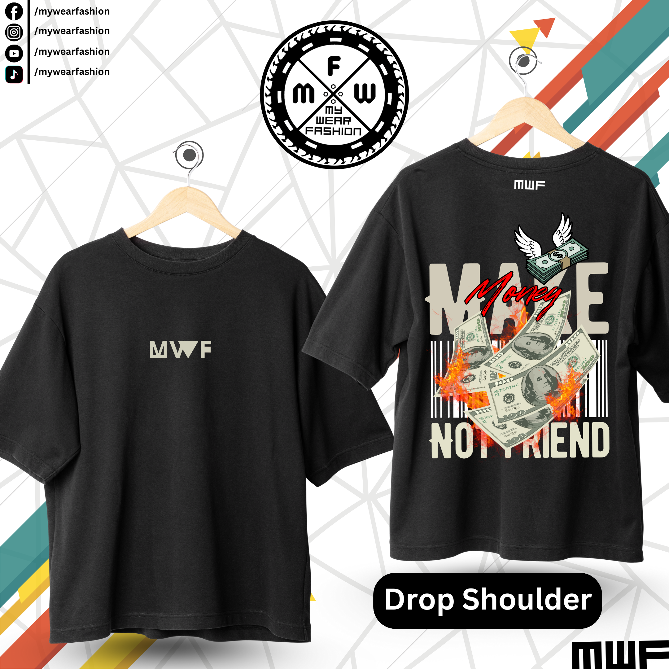 Make Money NoT Friend Premium Drop Shoulder T-Shirt_img_2