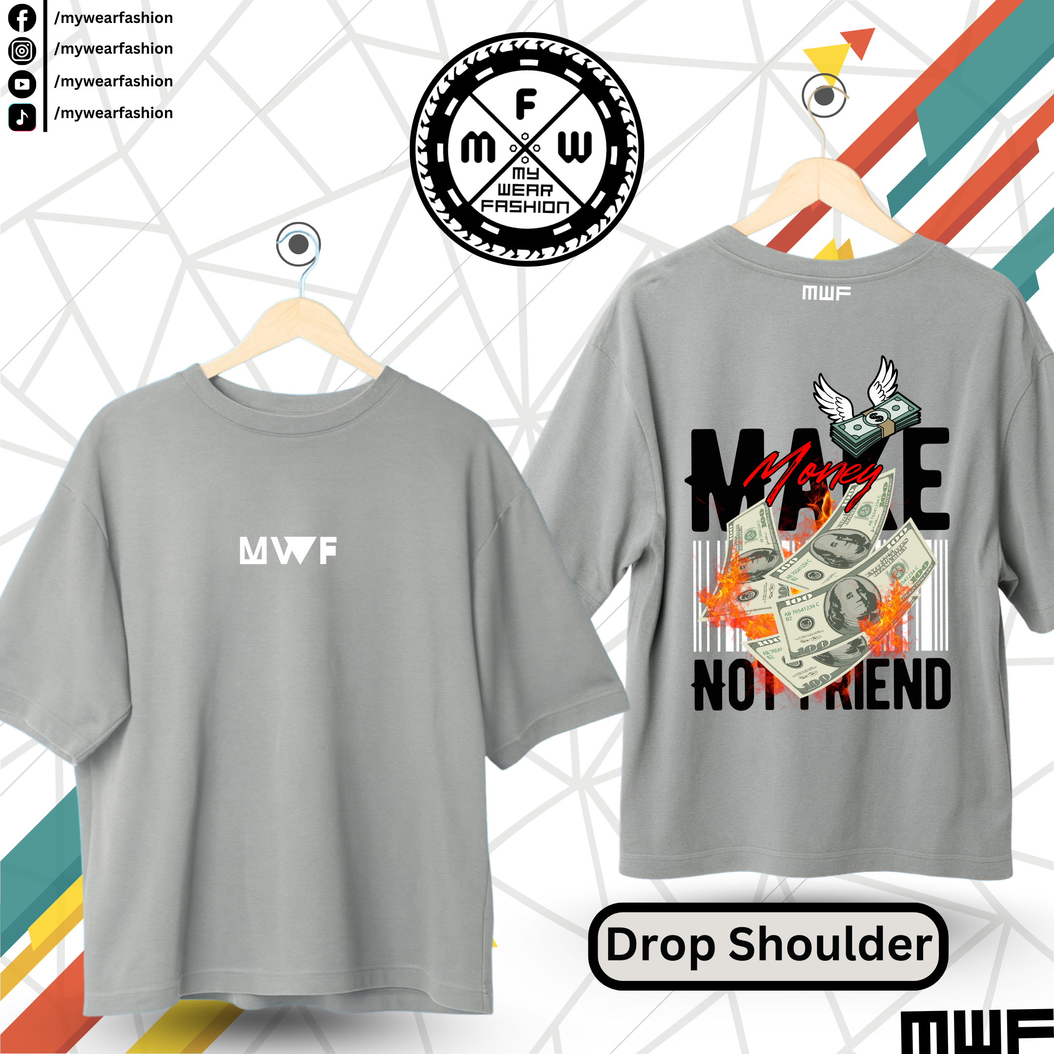 Make Money NoT Friend Premium Drop Shoulder T-Shirt_img_3