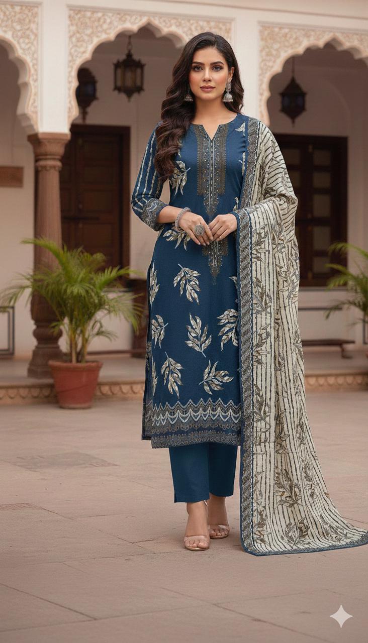 জমজম সুইস লোন থ্রি-পিস (Unstitched)