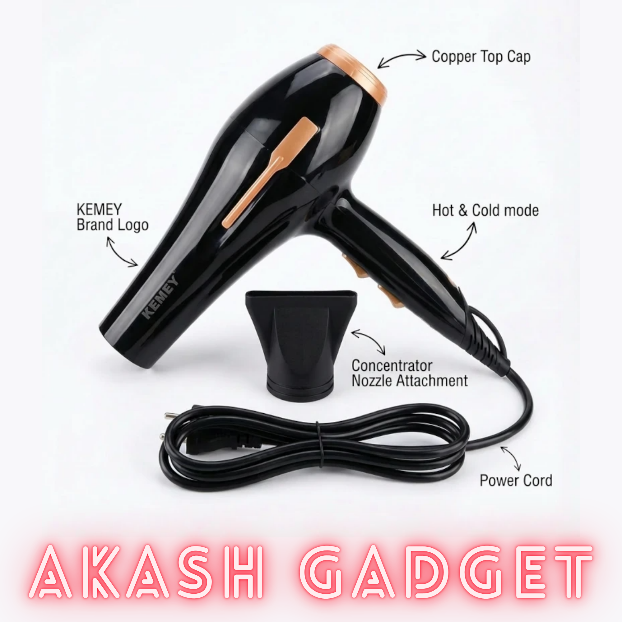 Kemey KM-2376 / KM-2378 Professional 2 in 1 Hair Dryer | 3000W Powerful Motor_img_2