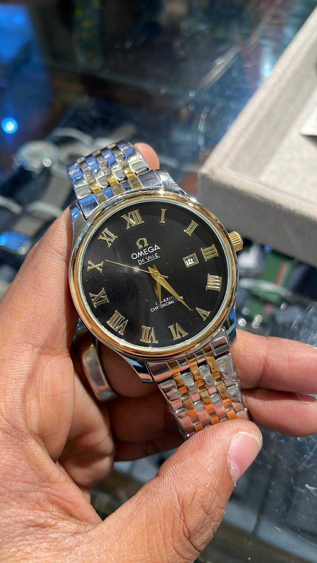 Omega De Ville TwoTone Chain Black Dial