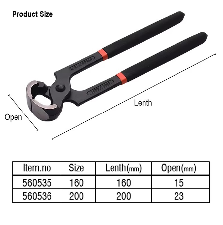 HARDEN Carpenters Pincer ( 6" | 8" ), Professional CR-V wire twisting pliers tower pincer, Pincer / End Cutting Plier; Model: 560535 | 560536_img_3