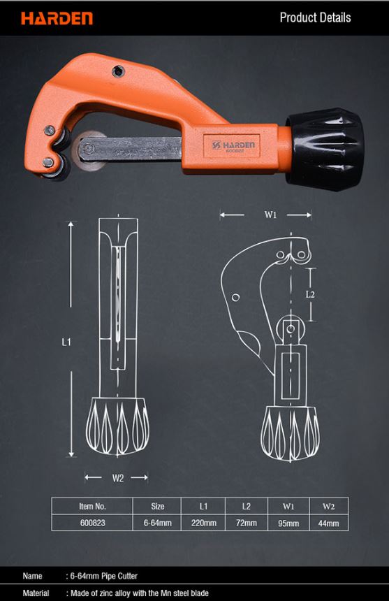 HARDEN 6-64mm Zinc Alloy Pipe Cutter tube cutter for Aluminium, PPR plastic, Brass tube and pipe cutting Professional; Model: 600823_img_6