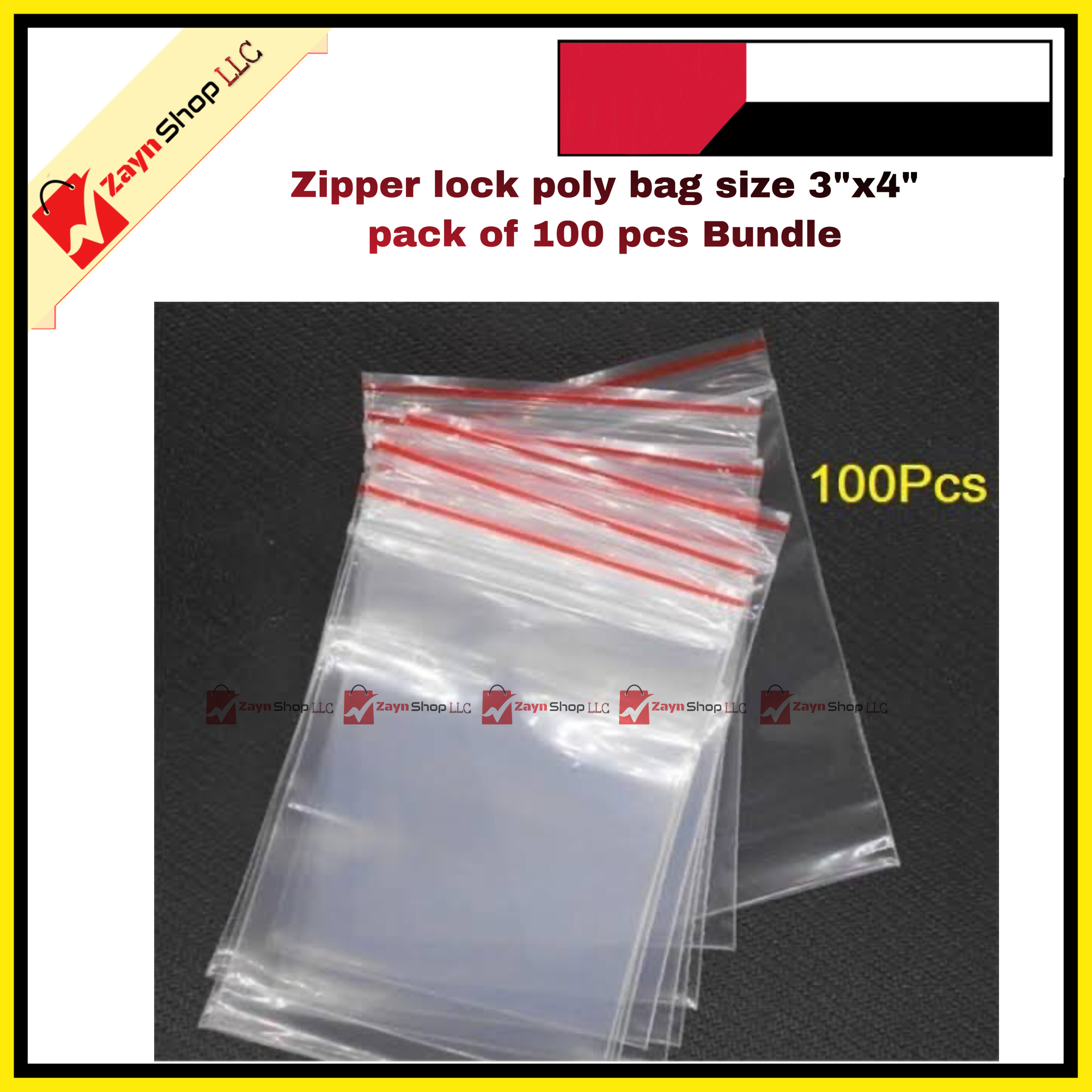 Zipper lock poly bag size 3"x4" pack of 100 pcs Bundle_img_0