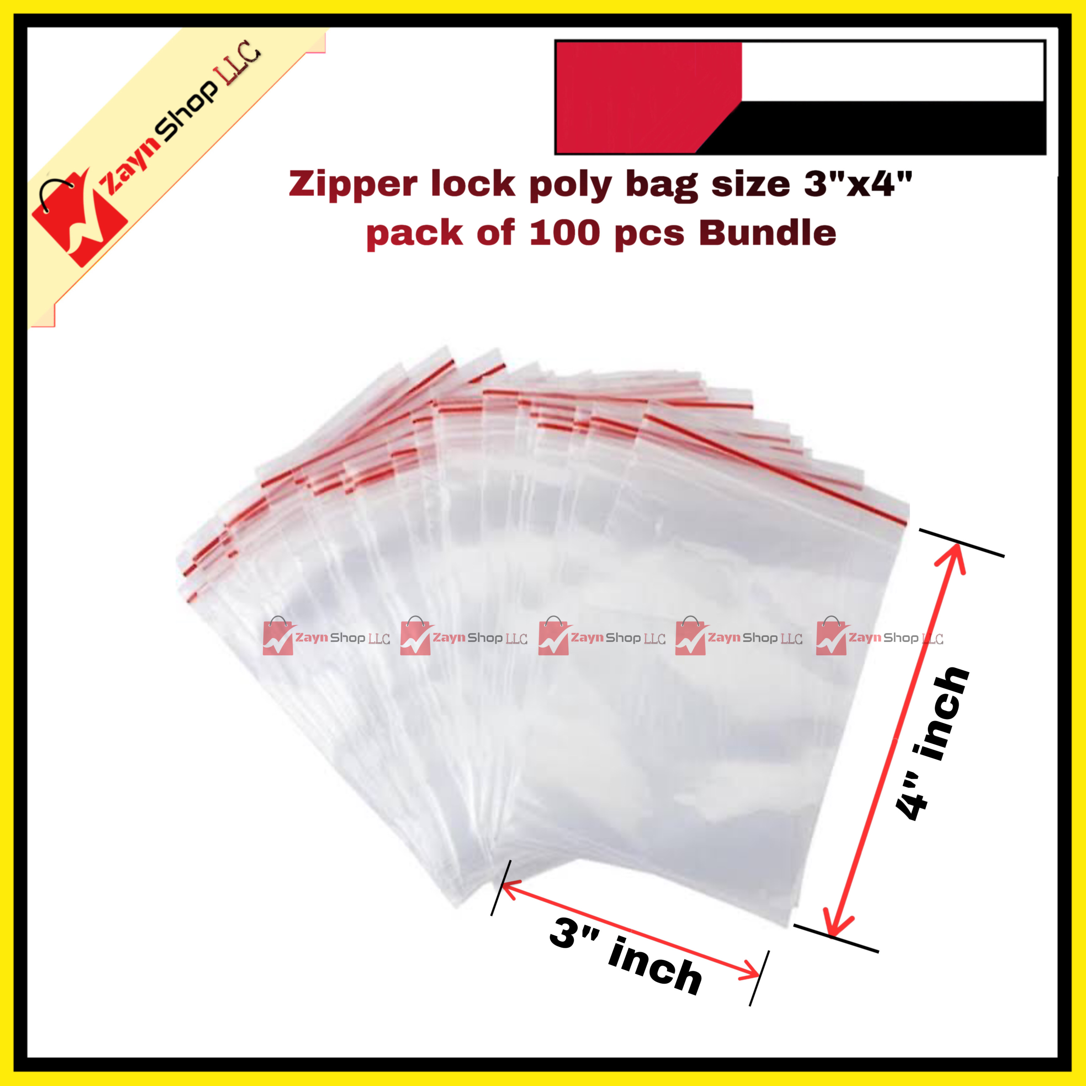 Zipper lock poly bag size 3"x4" pack of 100 pcs Bundle_img_1