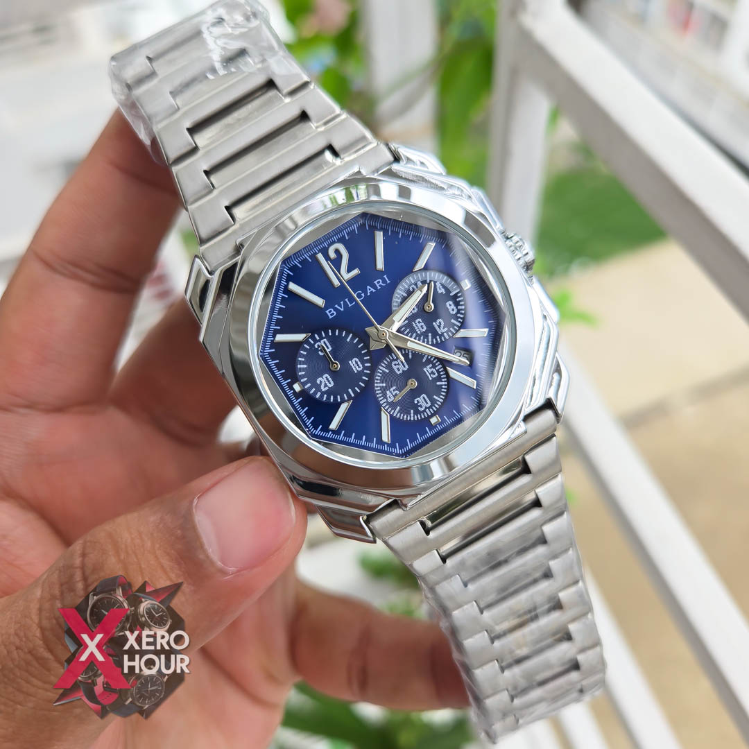 Bvlgari Octagon Shape Chronograph | Blue Dial