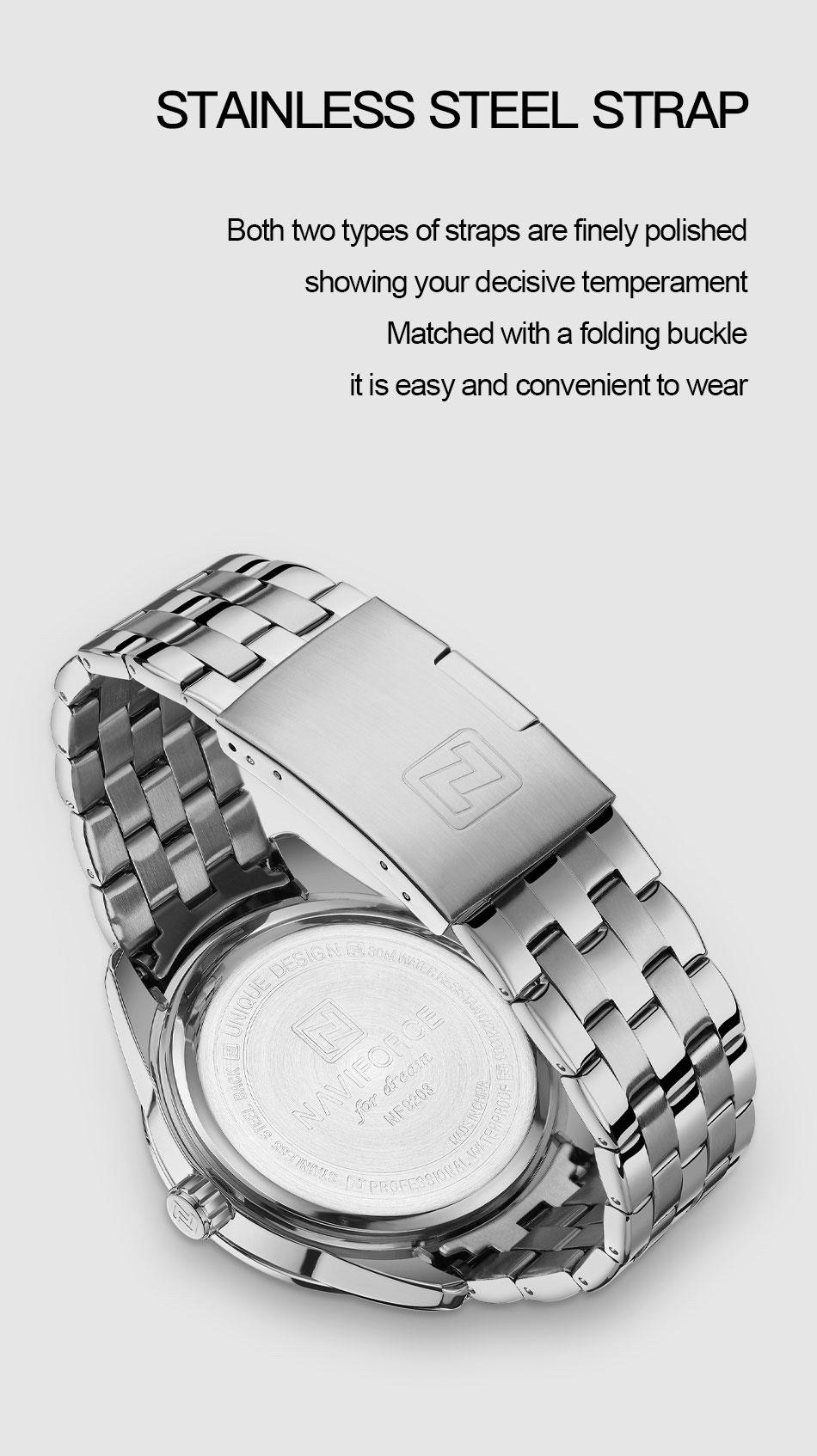 Naviforce 9203 Gents Chain Watch - White Dial- Silver Bezel- Silver Chain- TF Code NF605CM_img_11