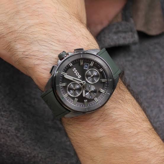 Hugo Boss Volane 1513952 Men’s 43 mm Gray Chronograph – Green Strap_img_1