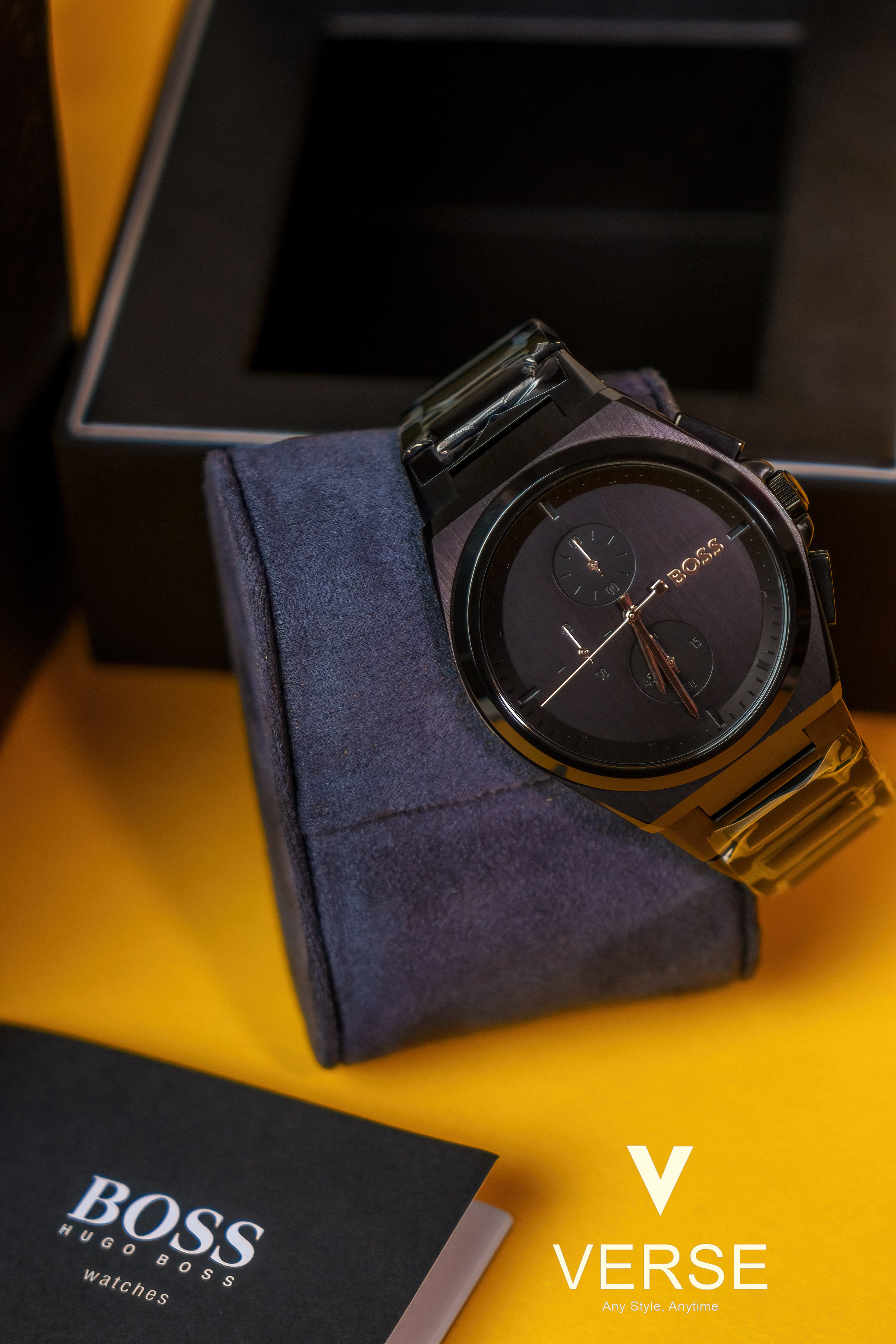 Hugo Boss Steer 1514068 Men’s 45 mm All-Black Chronograph – Stainless Steel Bracelet