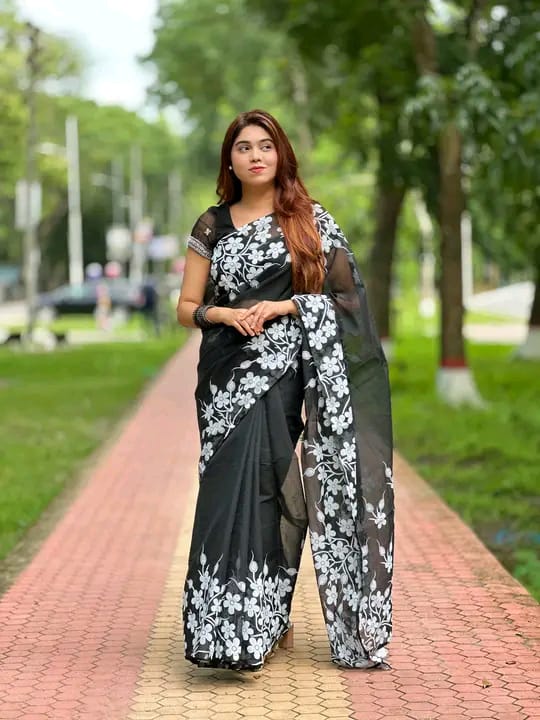 Half Silk Block Print Saree_img_0