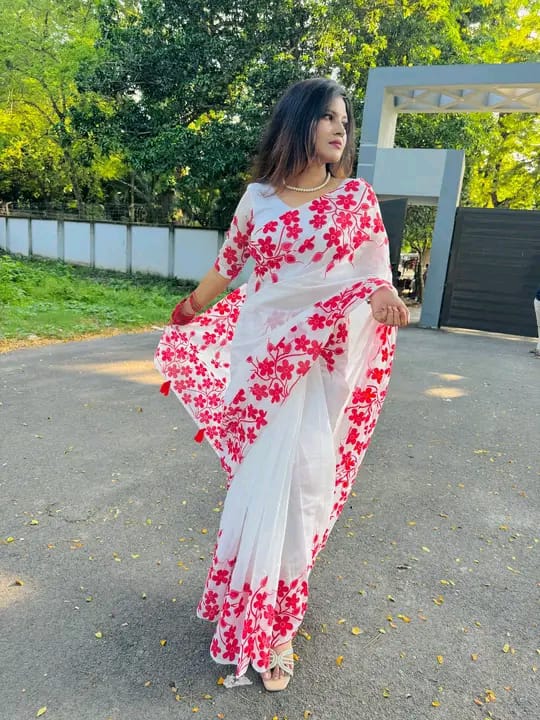 Half Silk Block Print Saree_img_0