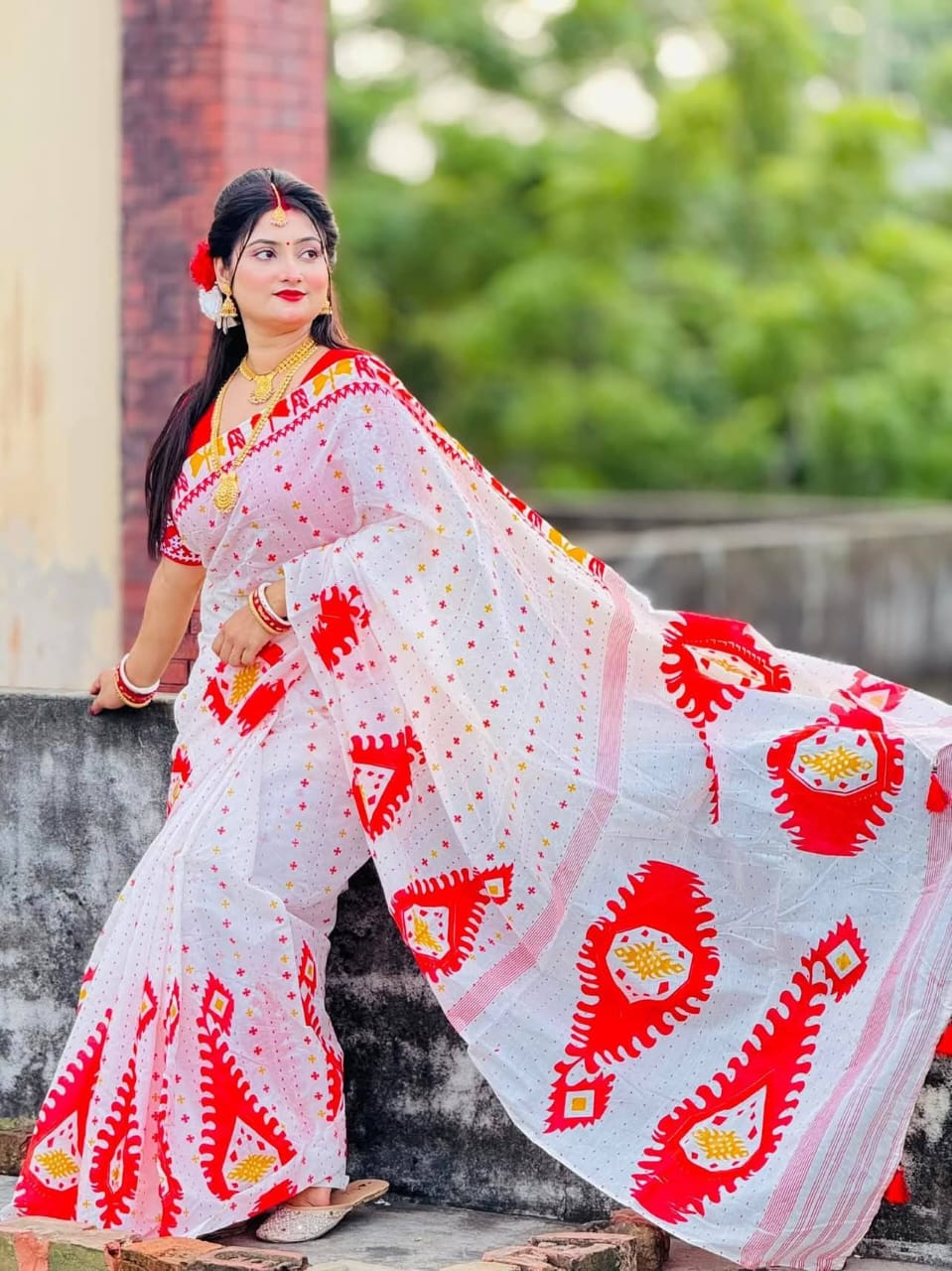 Half Silk Block Print Saree_img_0