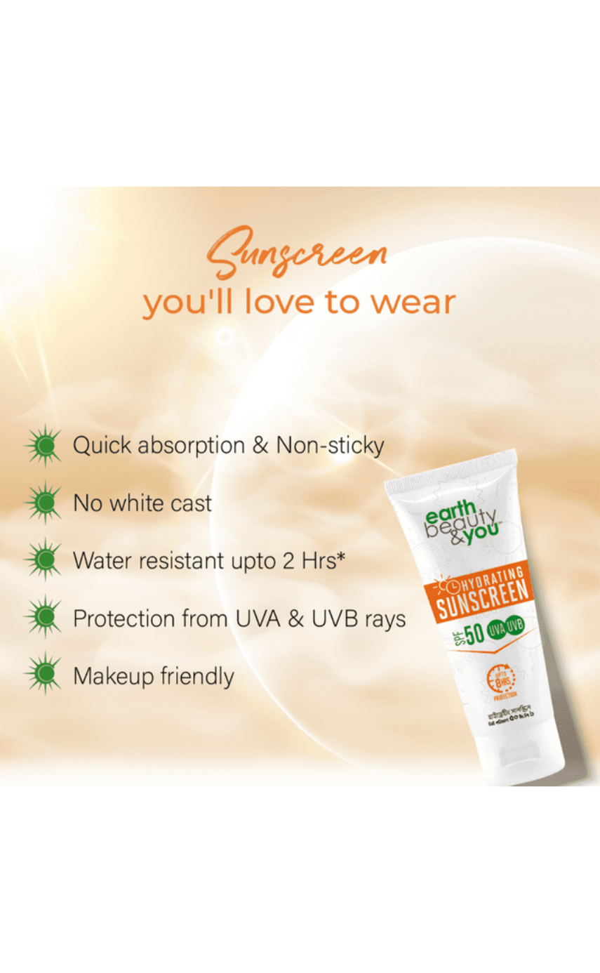 Earth Beauty & You Hydrating Sunscreen (SPF 50 UVA UVB) - Image 3
