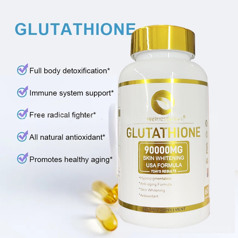 Wellness Ways Skin Whitening Glutathione 90000mg 60 Capsules - Made in USA