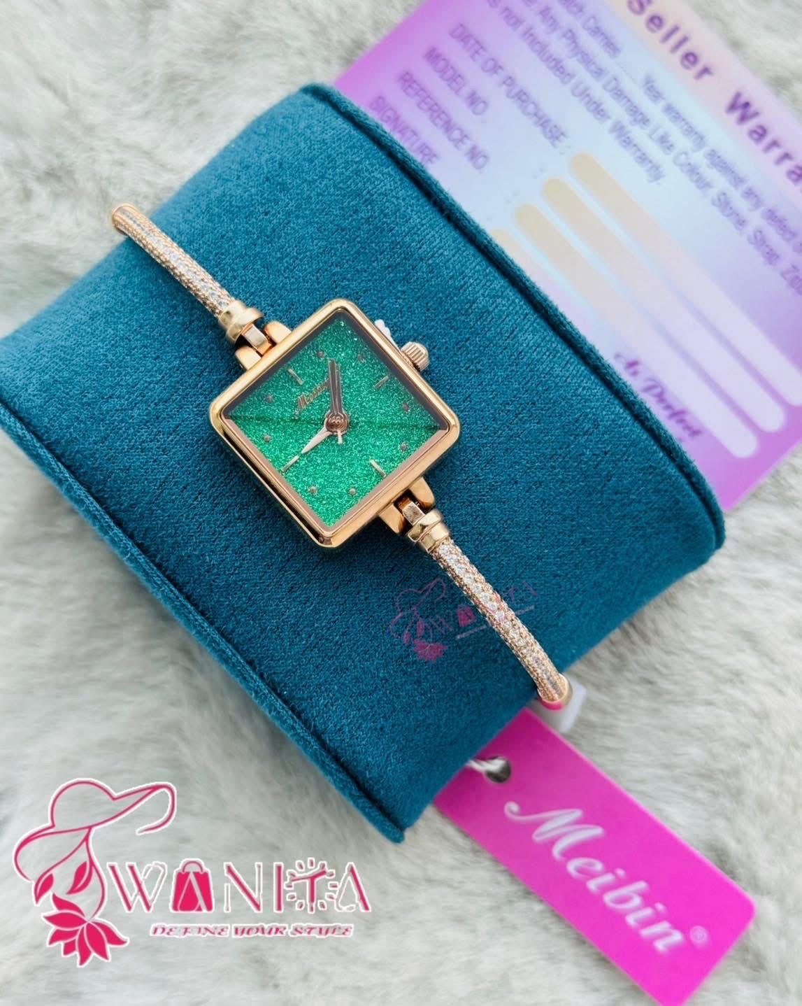 Meibin Ladies Dual Tone Stone Bangle Watch