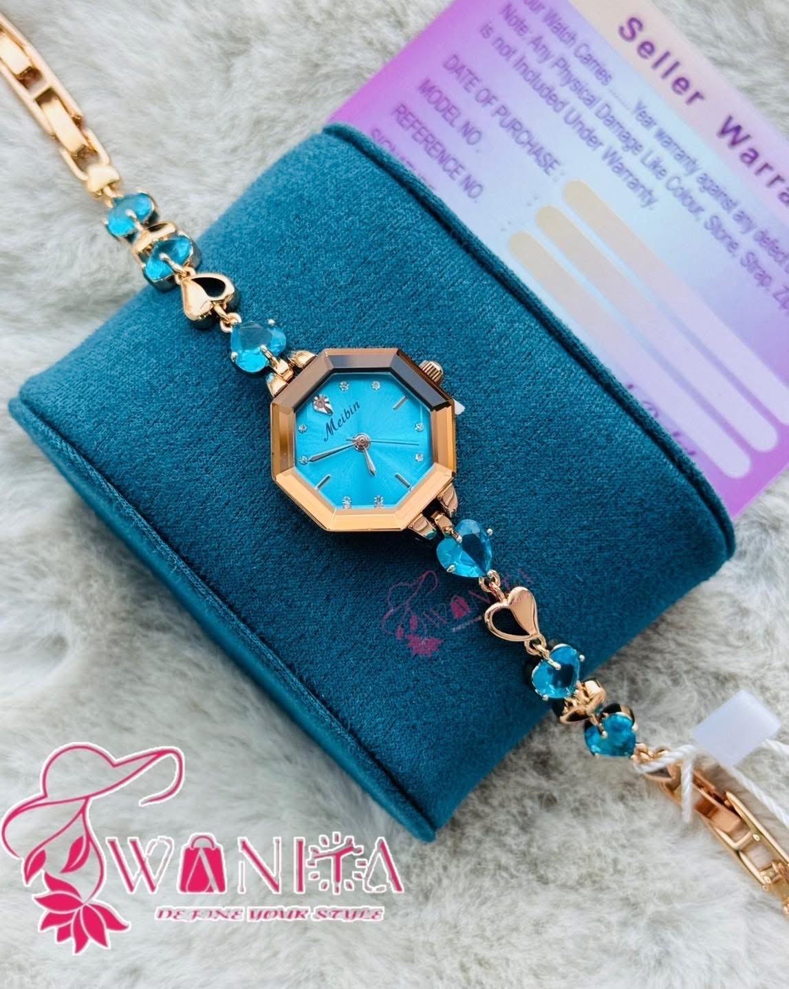 Meibin Ladies Blue Stone Bracelet Watch