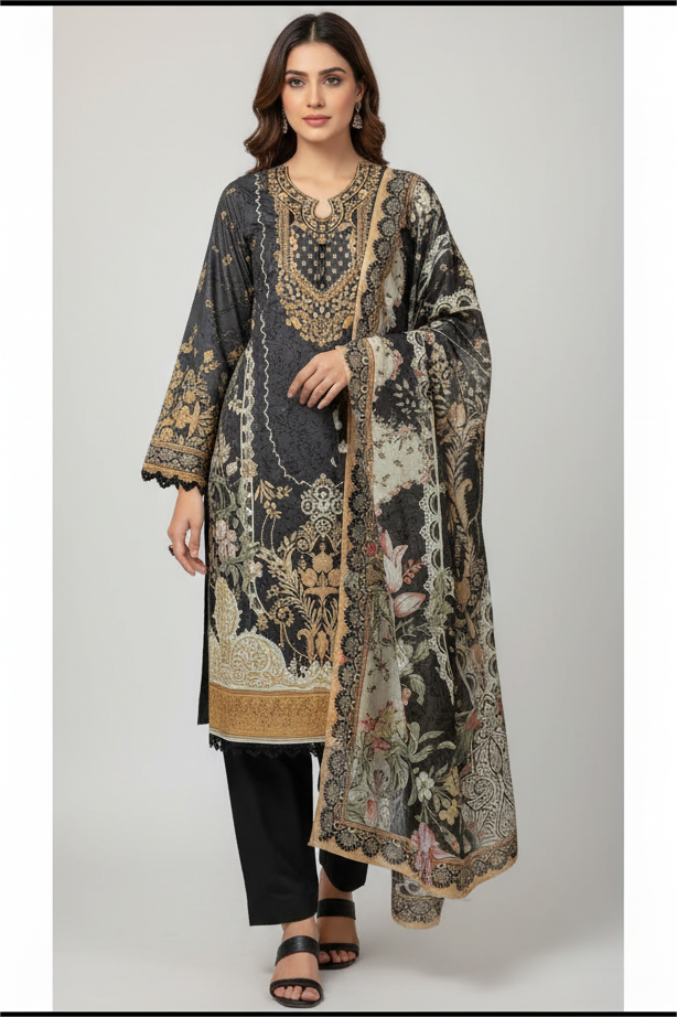 জমজম সুইস লোন প্রিমিয়াম থ্রি পিস(Unstitched)  WhatsApp/IMO: 01716-593156