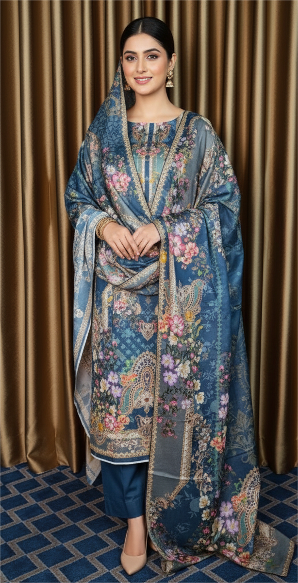 জমজম সুইস লোন প্রিমিয়াম থ্রি পিস(Unstitched)  WhatsApp/IMO: 01716-593156