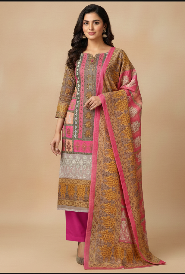 জমজম সুইস লোন প্রিমিয়াম থ্রি পিস(Unstitched)  WhatsApp/IMO: 01716-593156