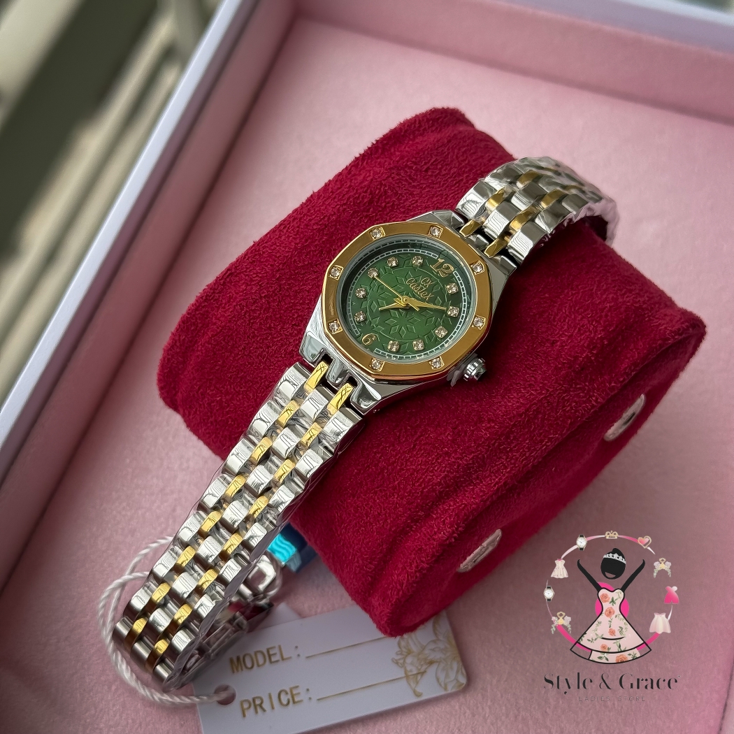 Caslex | CX- | Authentic Dual Tone | Hexa Shape | Green Dial