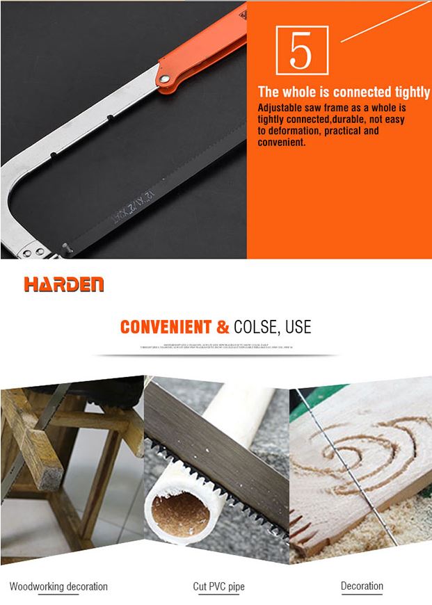 HARDEN Adjustable Hacksaw Frame (10"-12"); Professional Adjustable Hacksaw frame \w Blade; 610703_img_7
