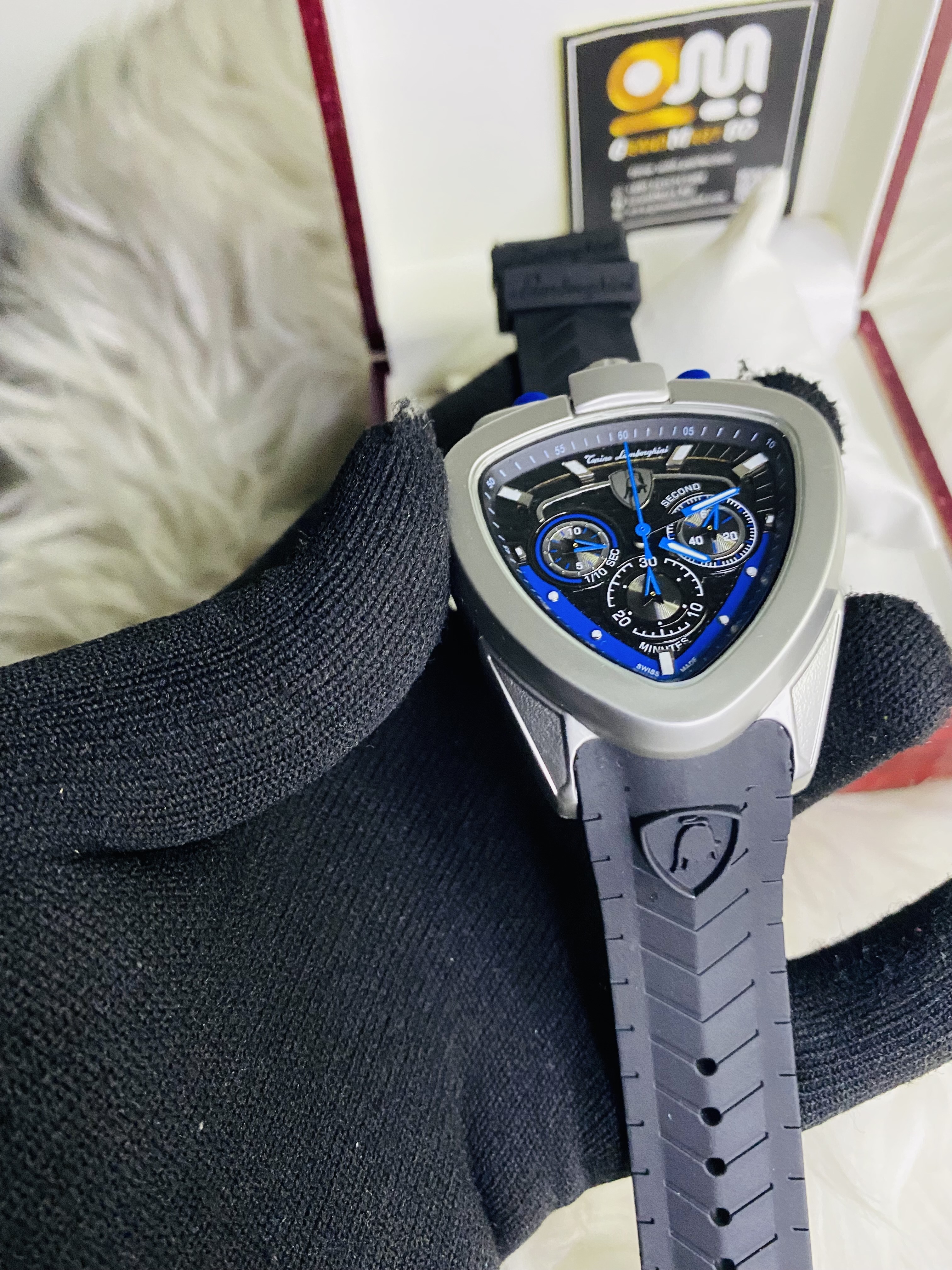 Lamborghini black belt blue dial_img_2