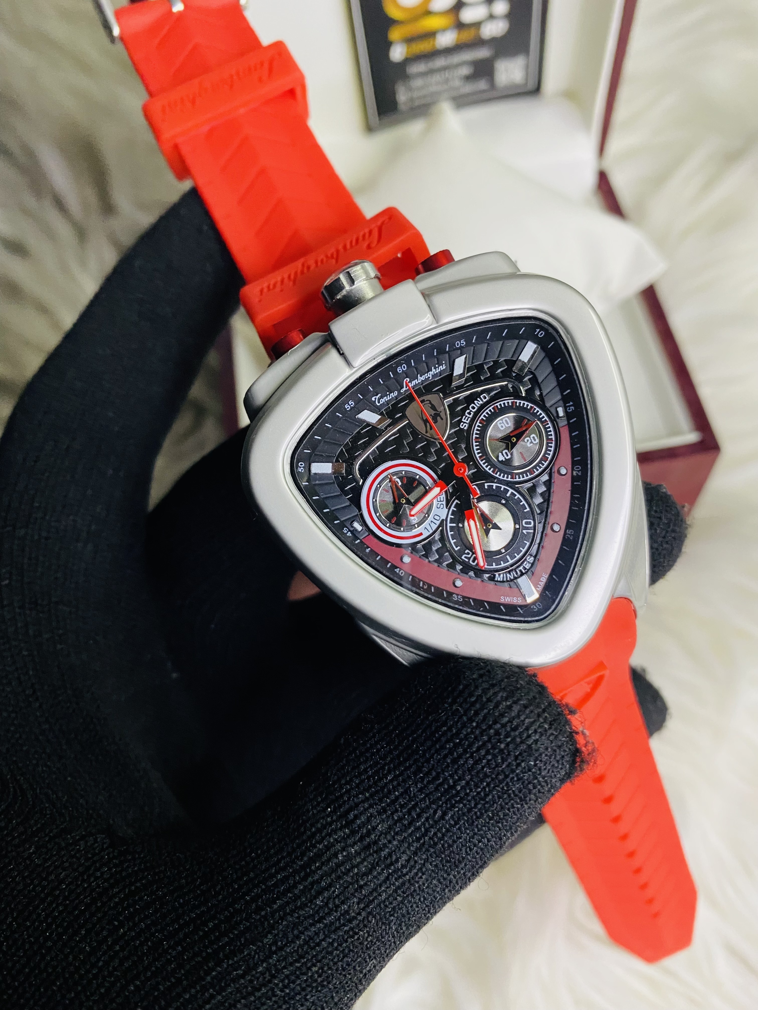 Lamborghini red belt red dial