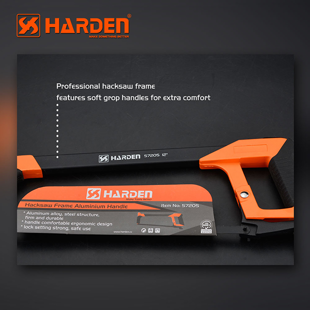 HARDEN 12” Square Hacksaw Frame, Aluminium D Type Handle, High Tension Hacksaw Frame with Front Grip, 45° and 90° Cutting Angle Design, Professional quality; 610705_img_2