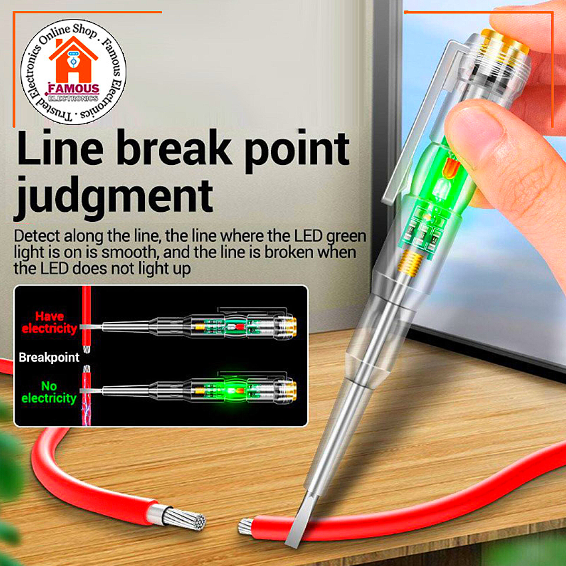 Intelligent Waterproof Voltage Tester Pen Power Voltage Detector Electricity Detector Test Pencil With High Brightness Led Light Electrical Indicator Tool With Screwdriver