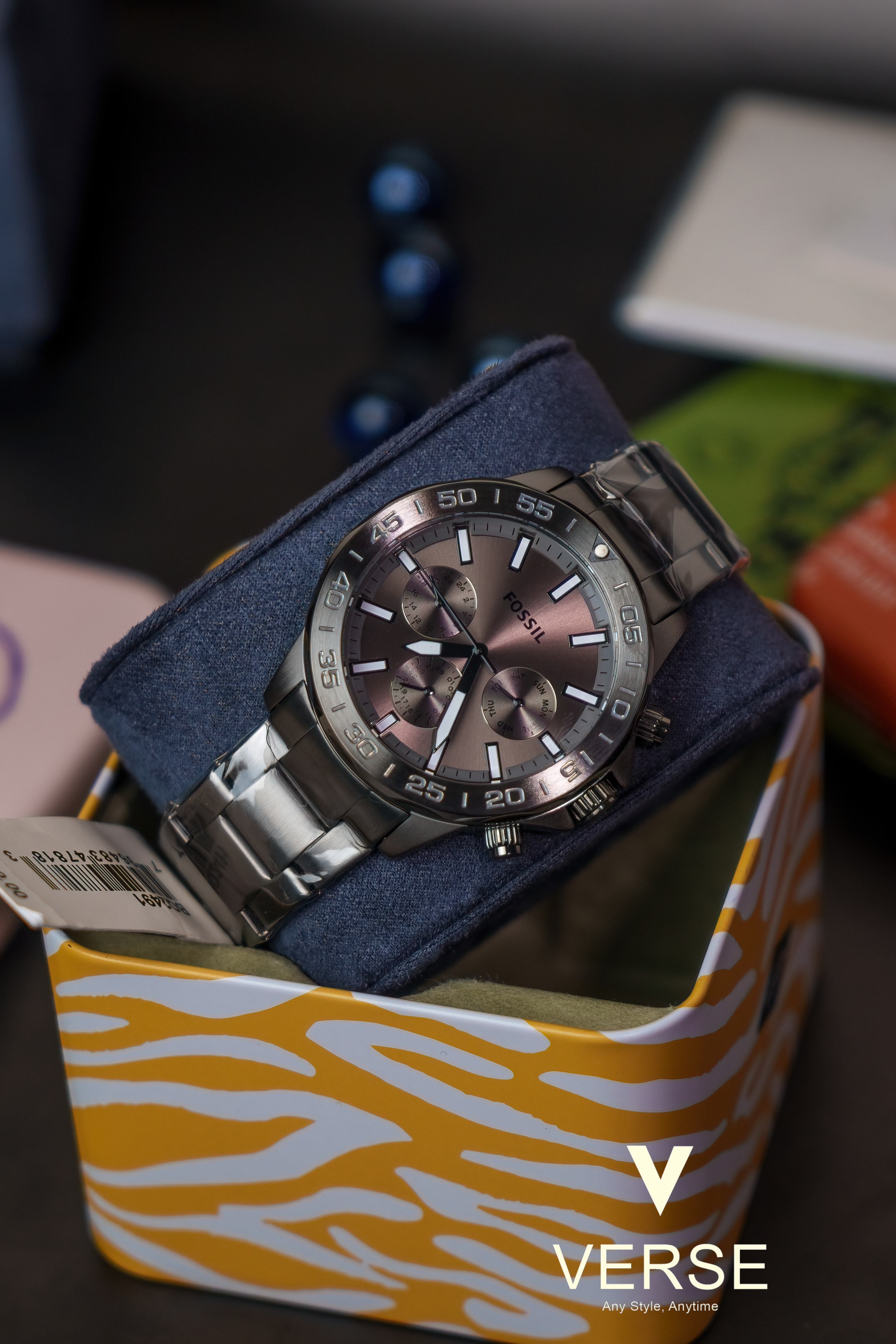 Fossil Bannon BQ2491 Men’s 45 mm Smoke Multifunction – Grey Dial & Stainless Steel Bracelet