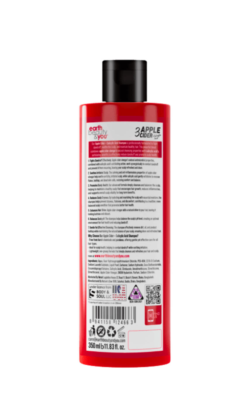 Earth Beauty & You  No. 3 Apple Cider + Salicylic Acid Anti-dandruff Shampoo 350ml - Image 2