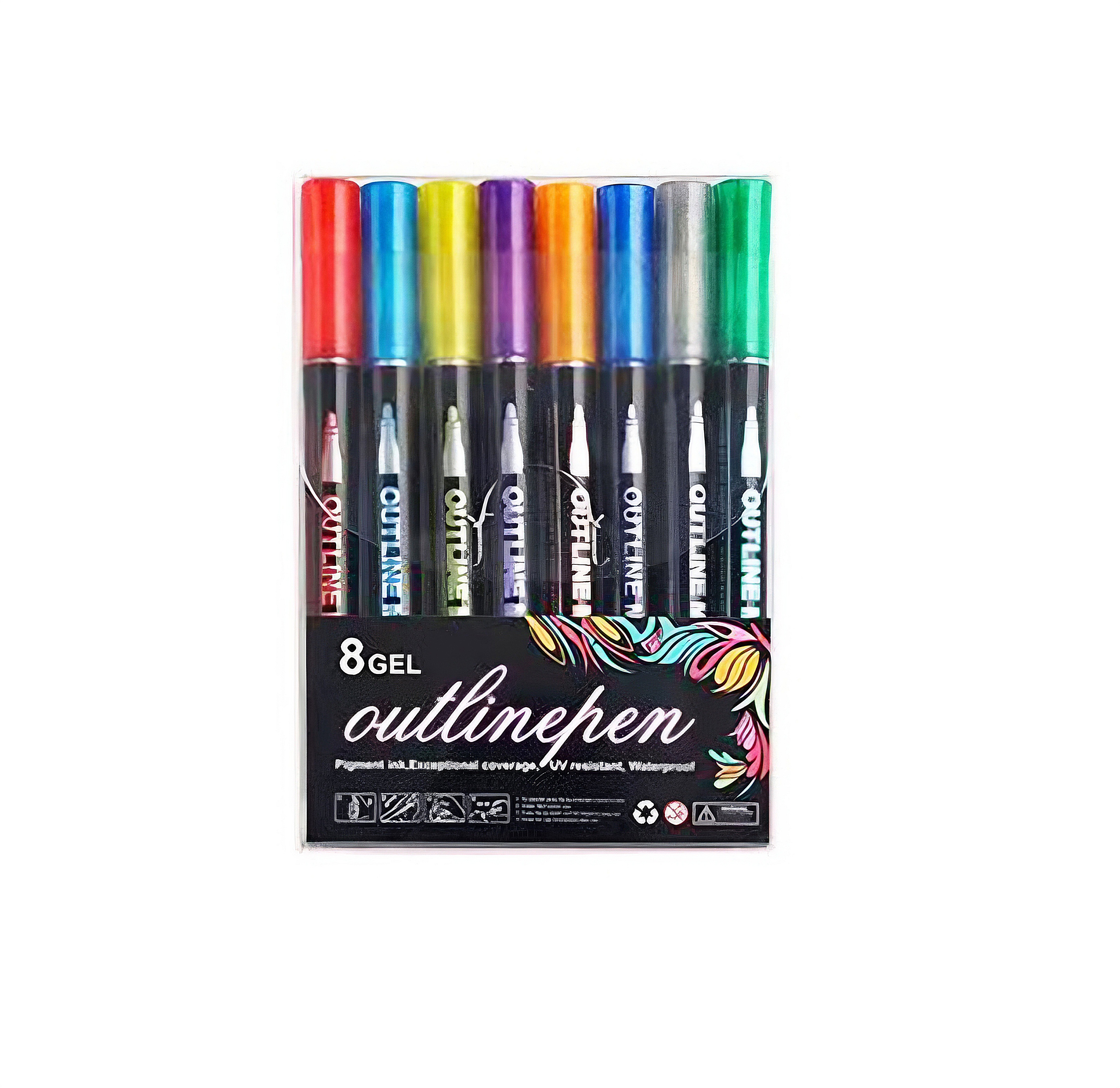 Double line contour pen 8 color graffiti pen metal greeting card pen