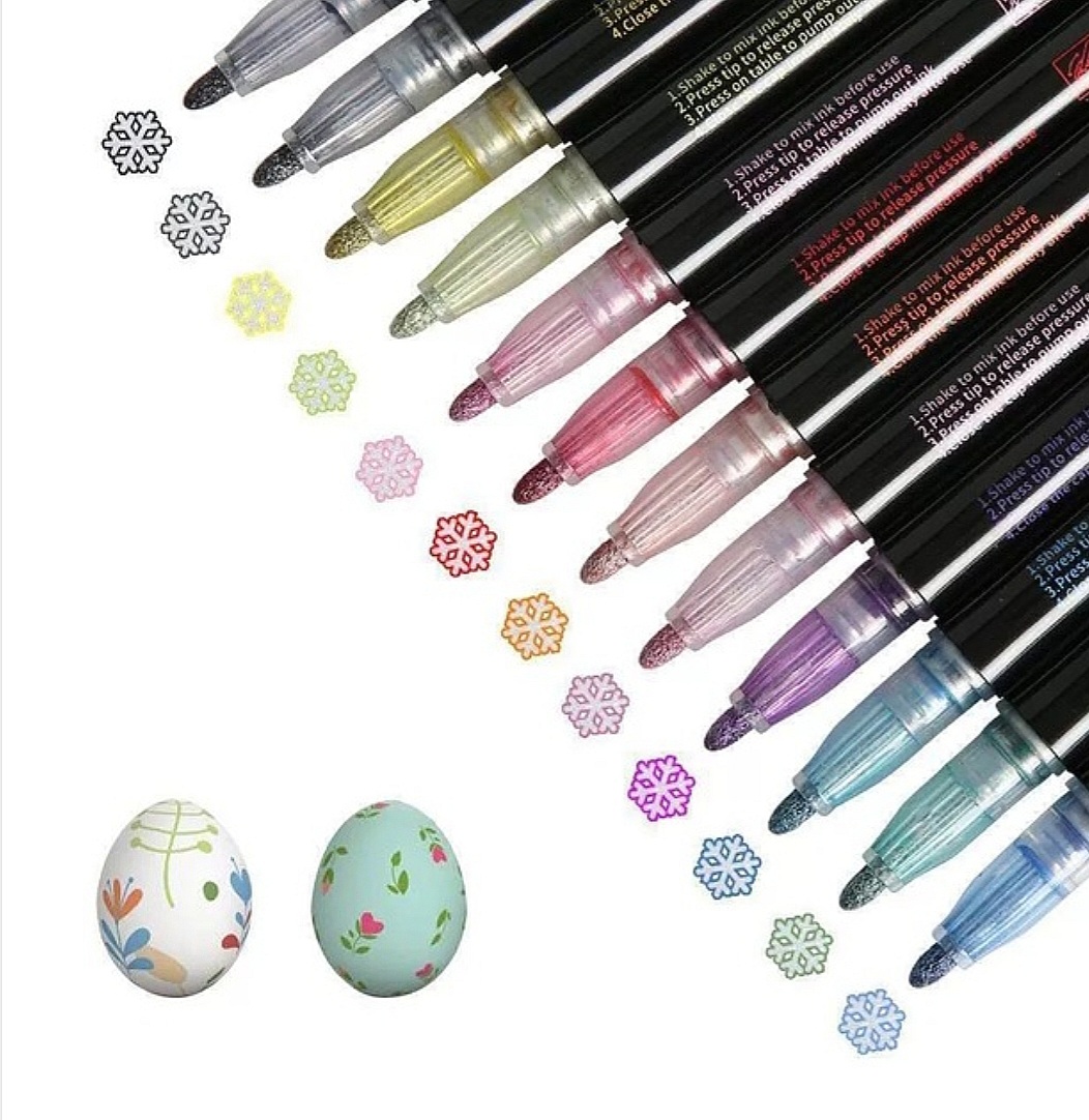 Double line contour pen 8 color graffiti pen metal greeting card pen_img_3