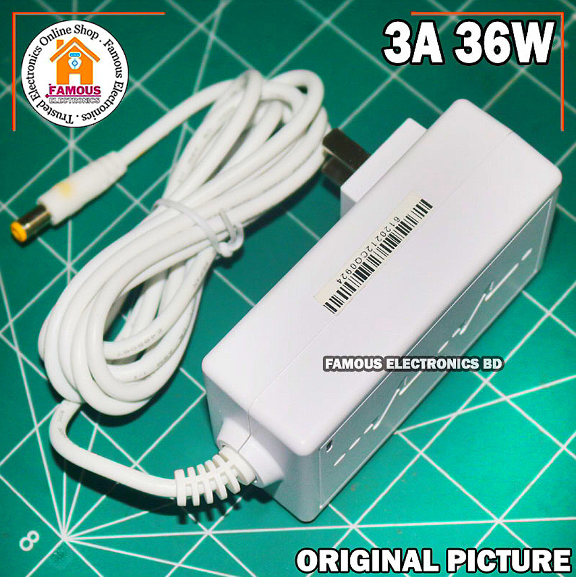 DC 12V 3A 36W AC 100-240V Converter Adapter Charger Power Supply 3A High Quality Adaptor (White)_img_2