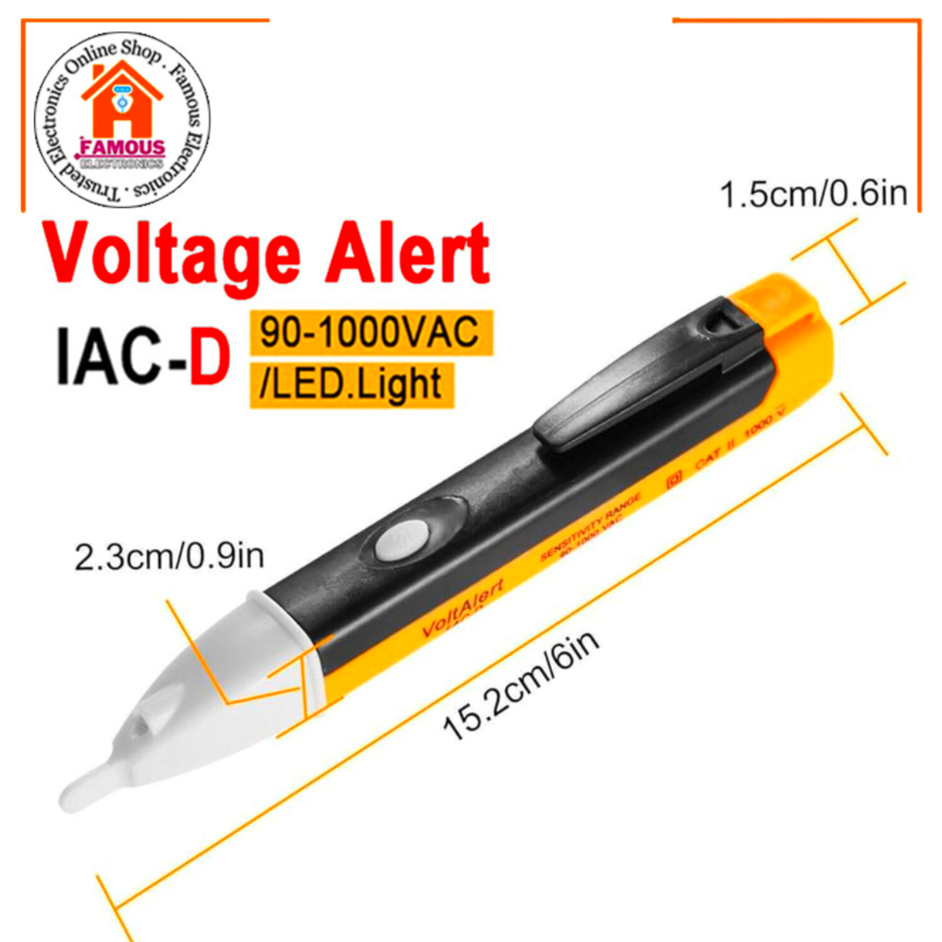 Non-contact Volt Alert Electrical Tester Socket Wall AC Power Outlet Voltage Detector Sensor Tester Electric Test Pen LED Light Voltage Indicator 90-1000V_img_2