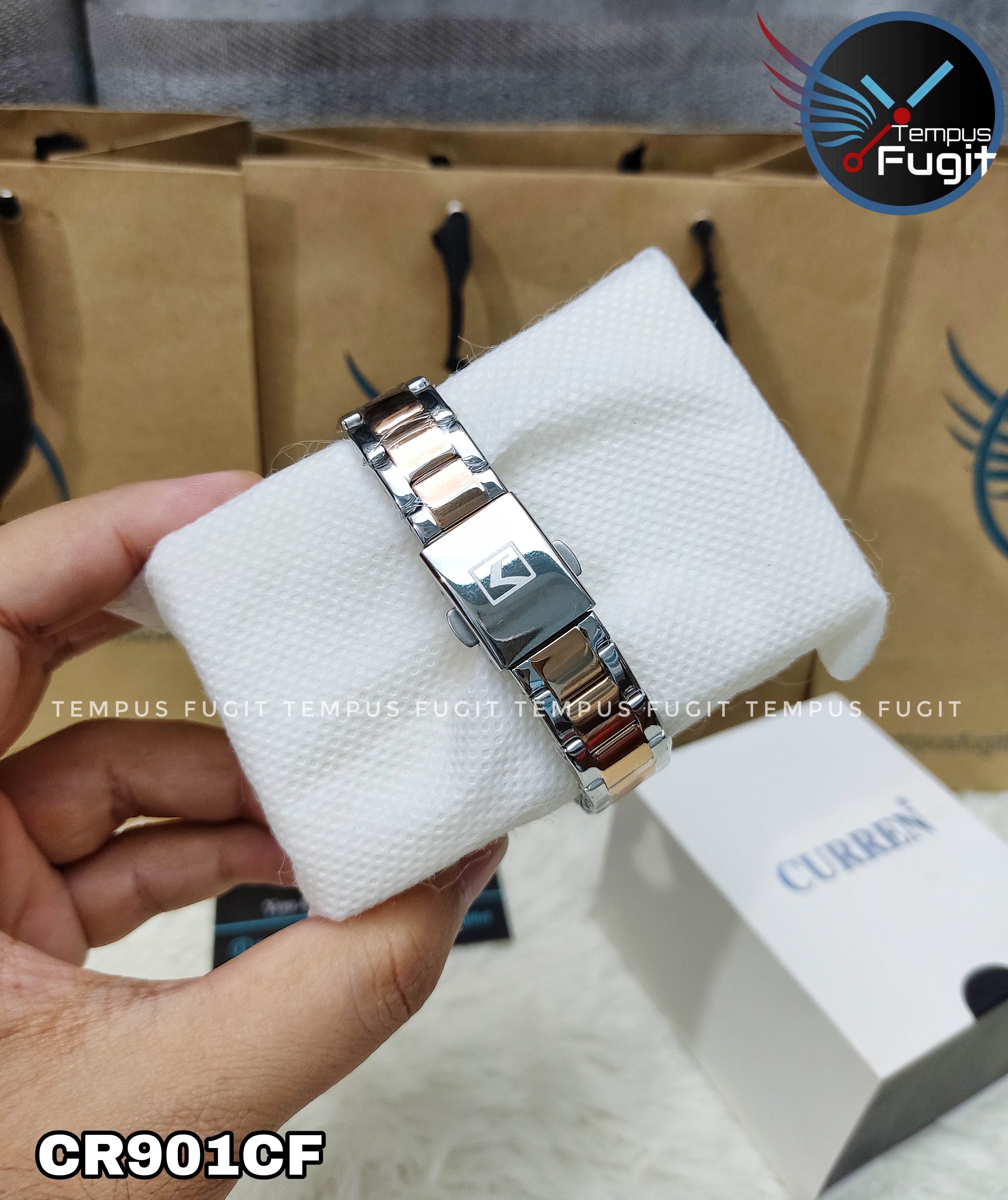 Curren 9095 Ladies Chain Watch- Grey Dial- Rose Golden Bezel- Silver+Rose Golden Chain- TF Code CR901CF_img_8