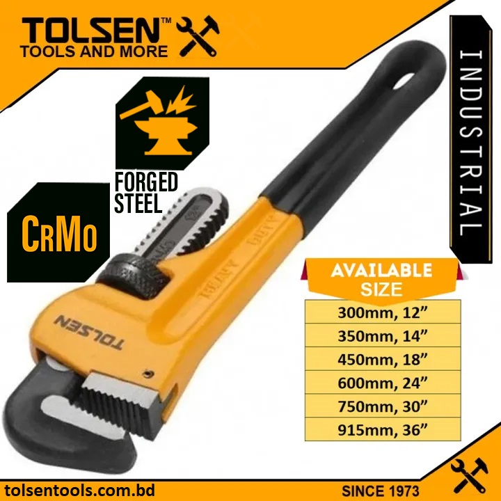 TOLSEN Industrial Pipe Wrench ( 8" | 10" | 12" | 14" | 18" | 24" | 36" ) High quality Dipped handle_img_0