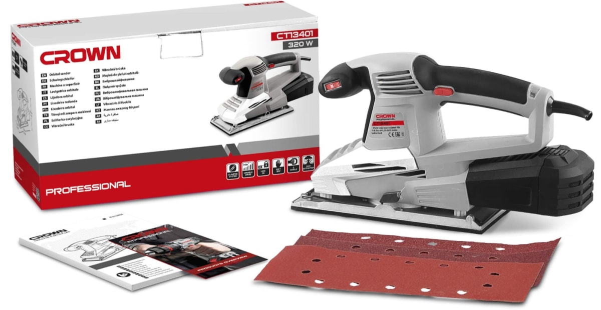 CROWN ,CT13400, 1/3" Professional Finishing Sander, 220W, square, 187x90mm; Model: CT13400