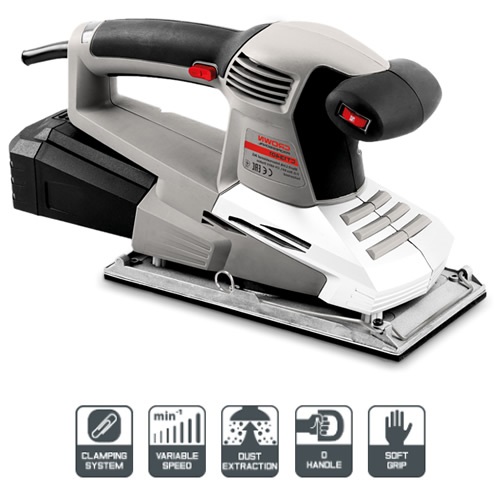 CROWN CT13401 Professional Finishing Orbital Sander, 300W, square, 230x115mm (1/2" sheet); Model: CT13401