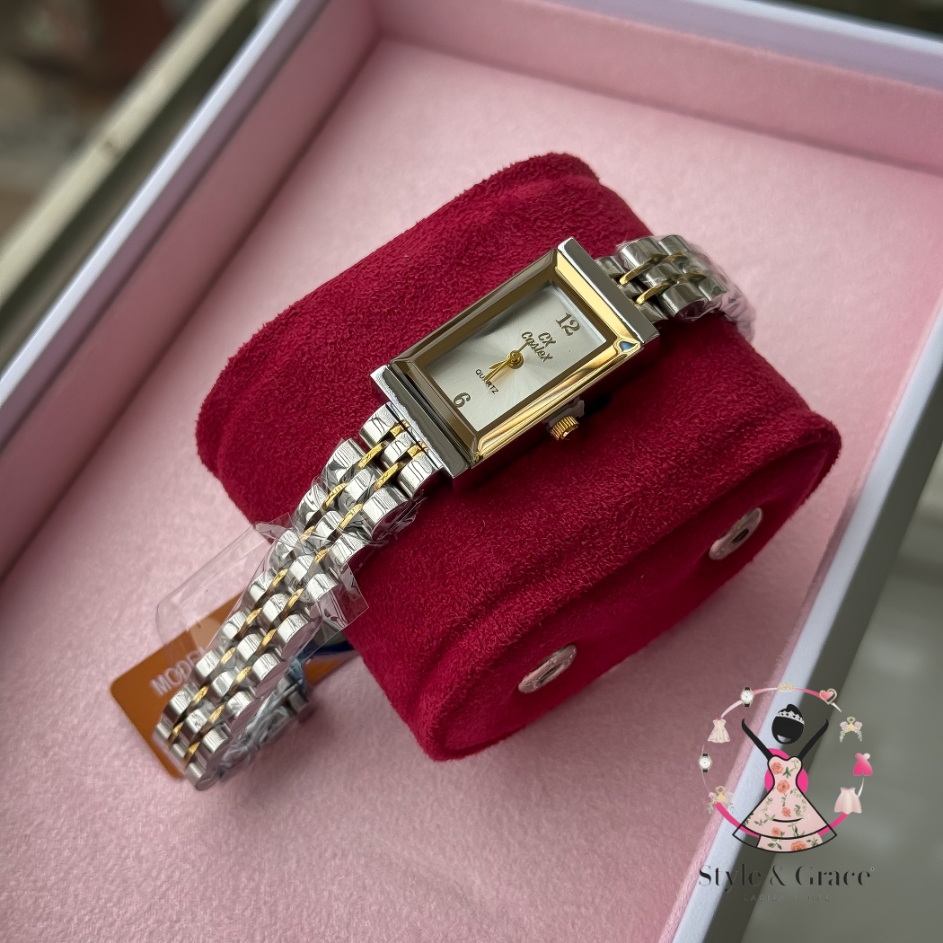 Caslex | CX- | Authentic Dual Tone | Long Square Shape | White Dial_img_1