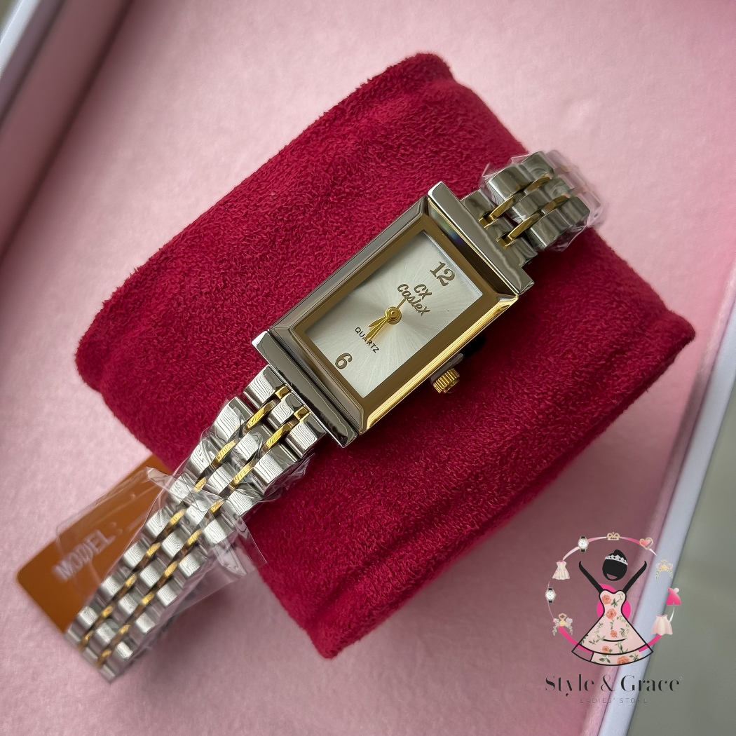 Caslex | CX- | Authentic Dual Tone | Long Square Shape | White Dial_img_2