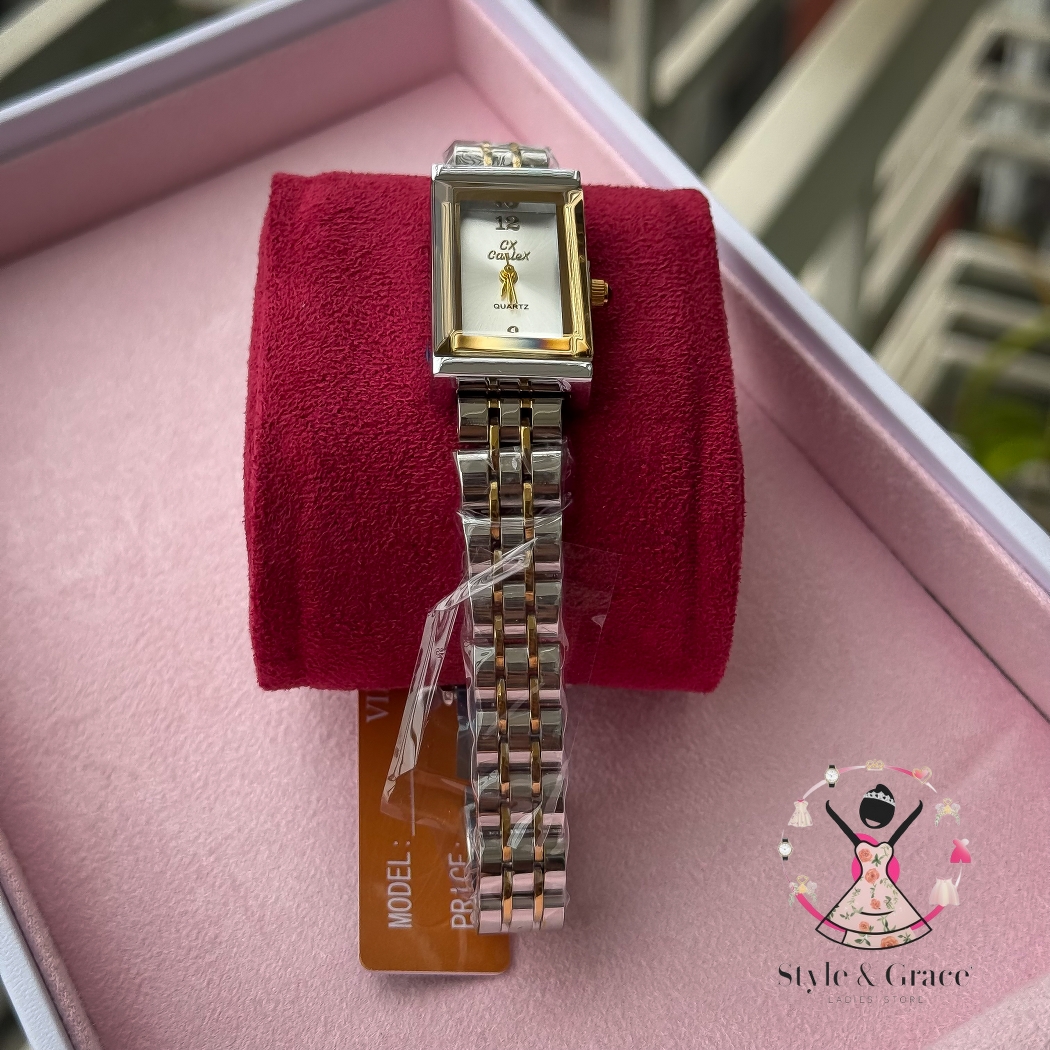 Caslex | CX- | Authentic Dual Tone | Long Square Shape | White Dial_img_3