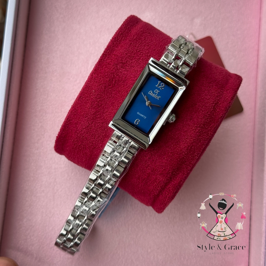 Caslex | CX- | Authentic Single Tone | Long Square Shape | Blue dial