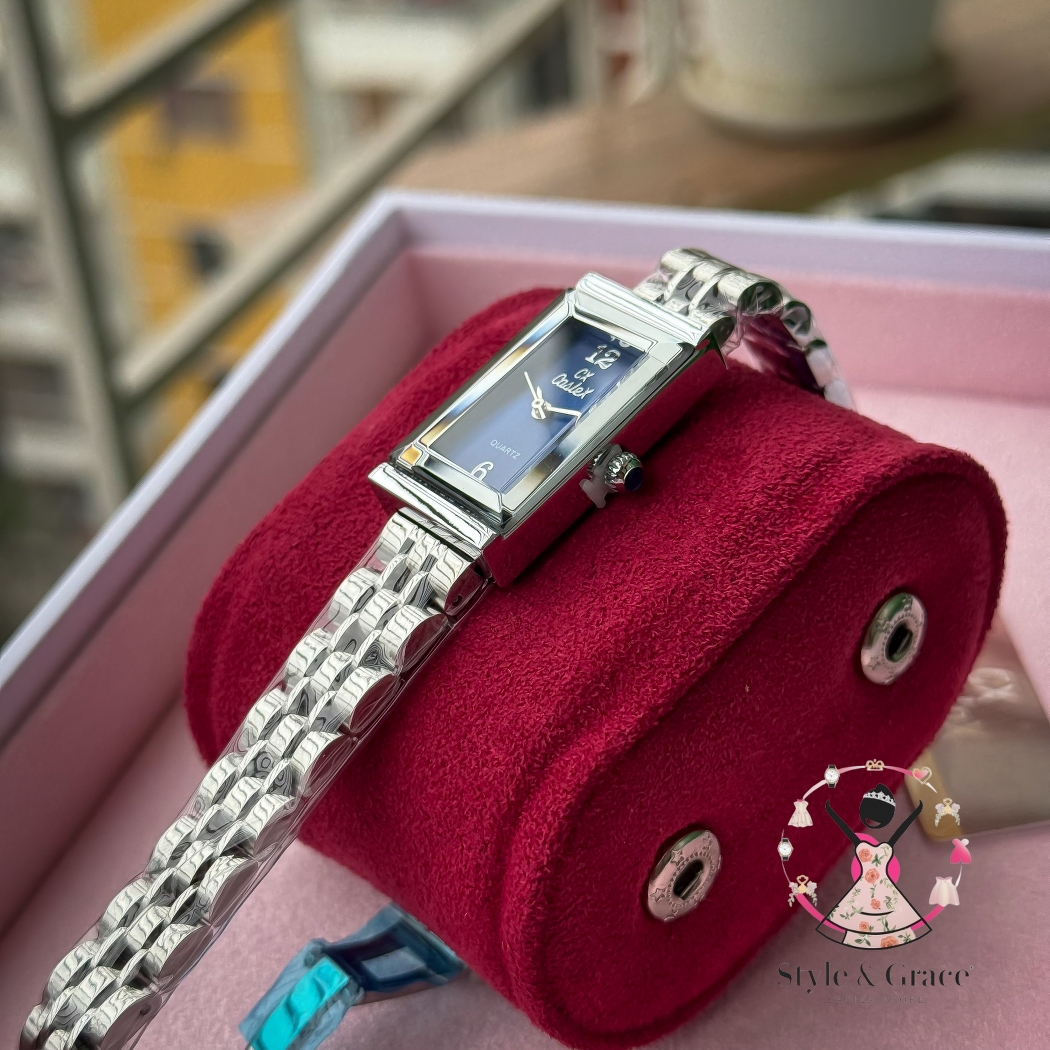 Caslex | CX- | Authentic Single Tone | Long Square Shape | Blue dial_img_1