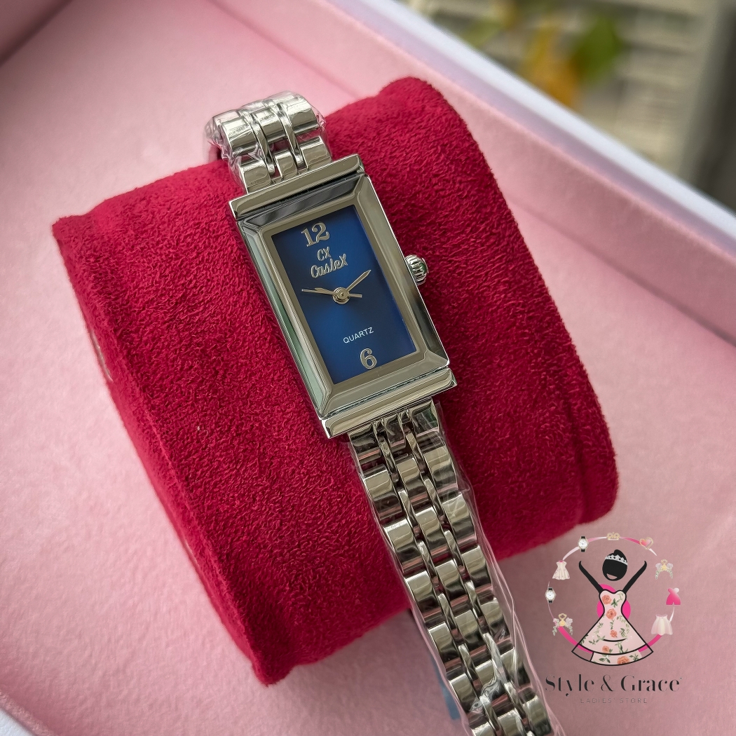 Caslex | CX- | Authentic Single Tone | Long Square Shape | Blue dial_img_3