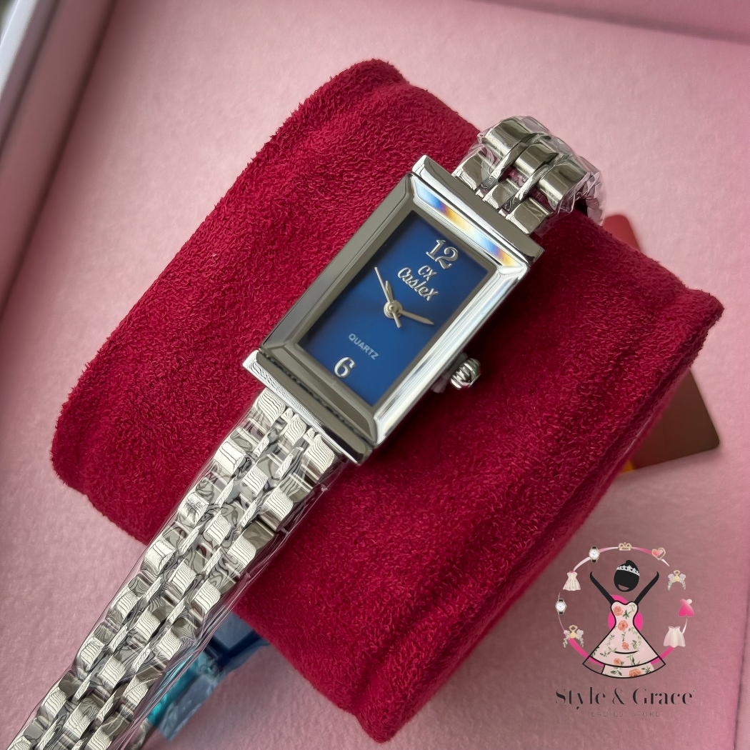 Caslex | CX- | Authentic Single Tone | Long Square Shape | Blue dial_img_4