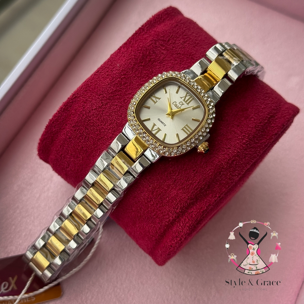 Caslex | CX- | Authentic Dual Tone | Soft Square Dial | Pearl White Dial Stone_img_7