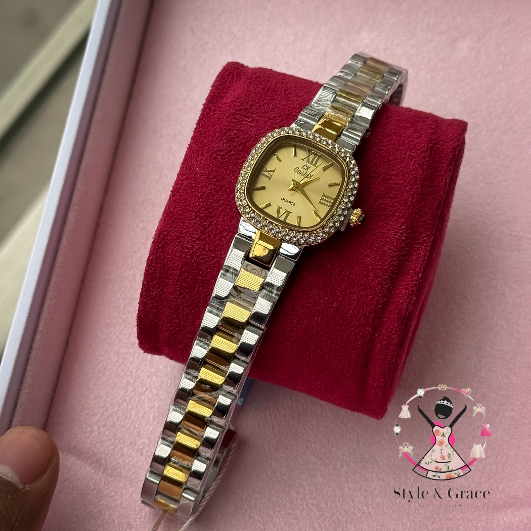 Caslex | CX- | Authentic Dual Tone | Soft Square Dial | Sunflower Gold  Dial Stone_img_3