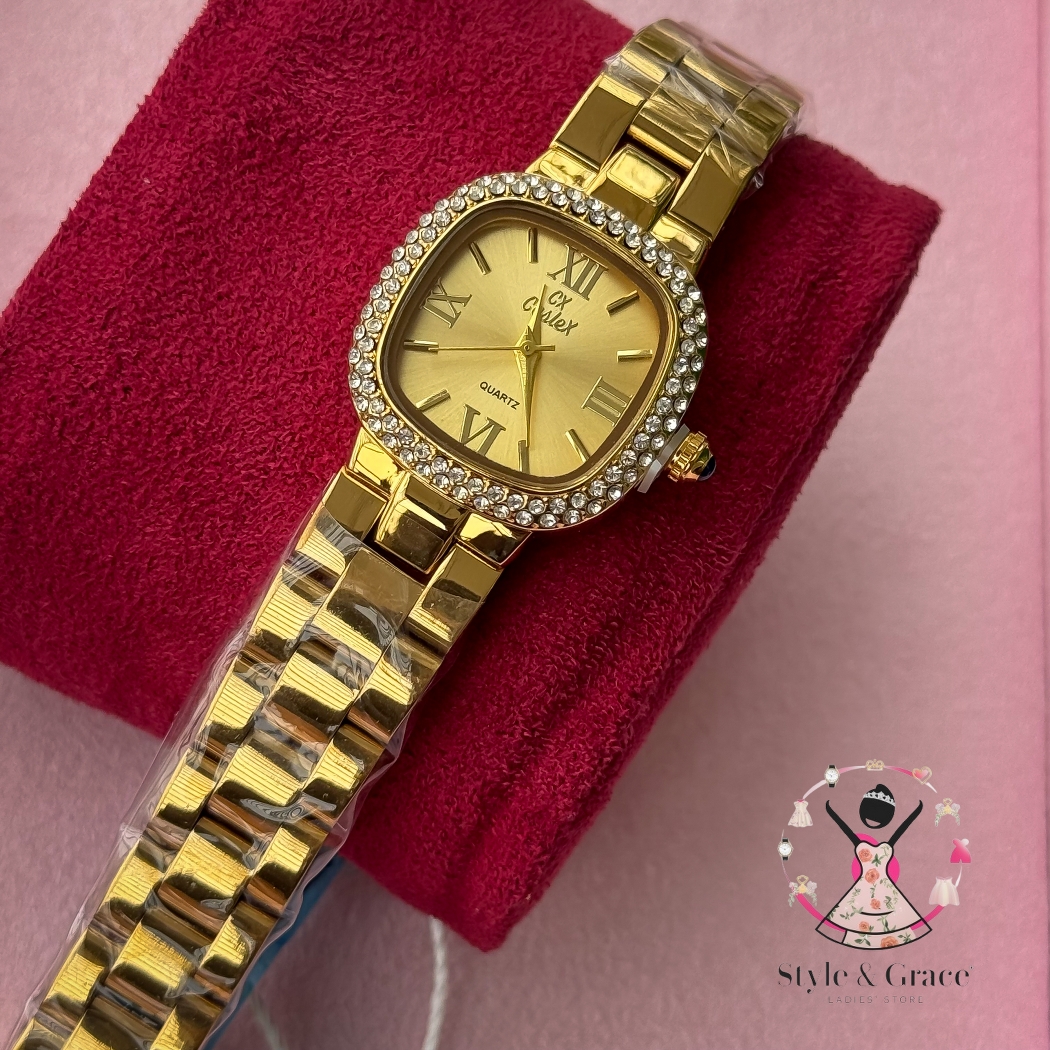 Caslex | CX- | Authentic Single Tone | Soft Square Dial | Fulll Gold_img_3