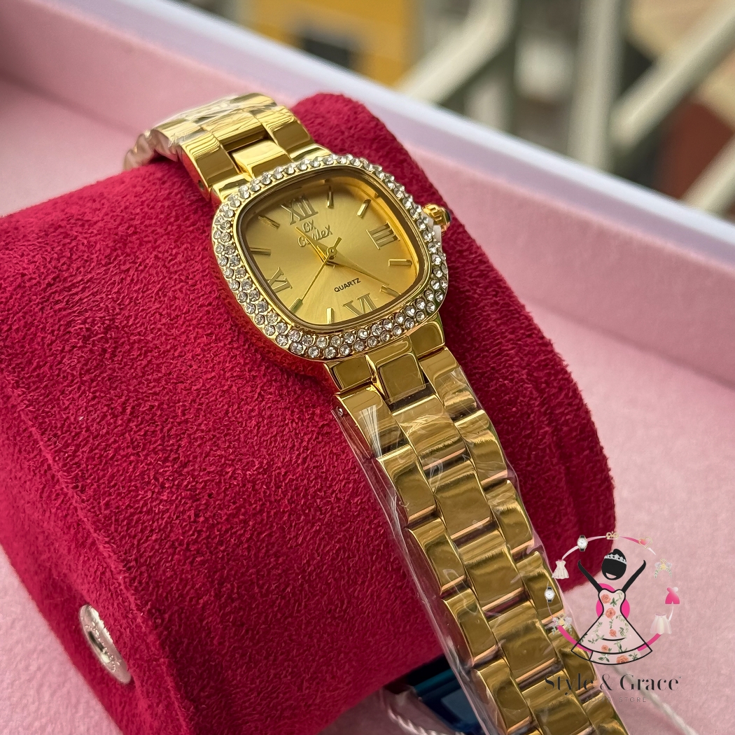 Caslex | CX- | Authentic Single Tone | Soft Square Dial | Fulll Gold_img_5